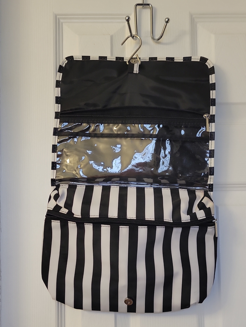 Macy's Black and White Striped Travel Hanging Organizer
